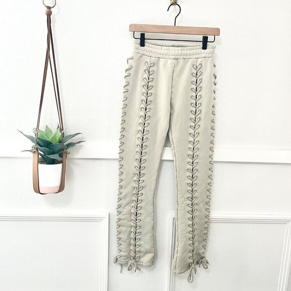 Hidden Cult Lace Up Wynn Lace Up Sweatpants Taupe Size S - Picture 2 of 7